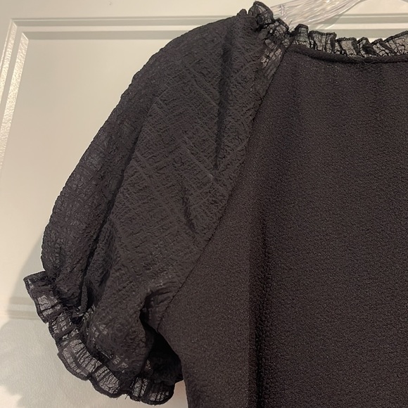 Status by Chenault Plaid Overlay Bodice Top Medium Black - Picture 11 of 13